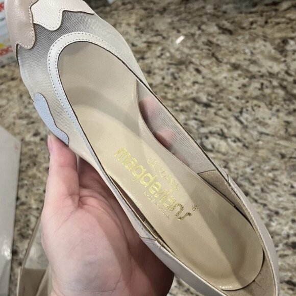 Vintage California Magdesians Women’s Mesh Leather Patchwork Wedge Heels Size 6M - Picture 9 of 14